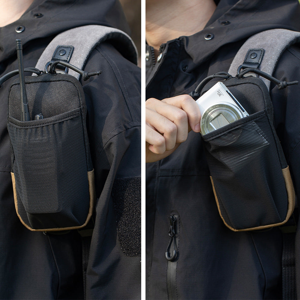 Compact Tactical Utility Phone Pouch with Carabiner and Mesh Pocket Bowlift