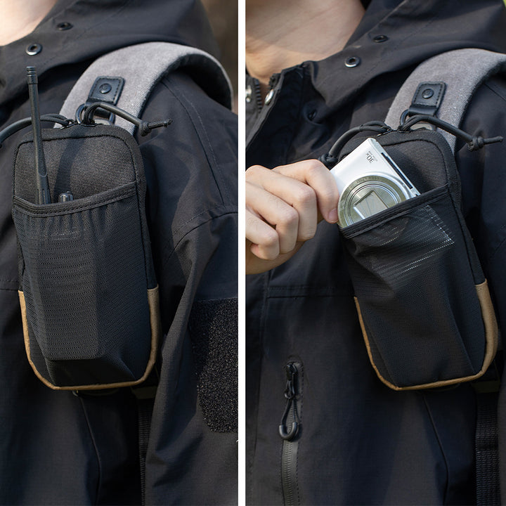 Compact Tactical Utility Phone Pouch with Carabiner and Mesh Pocket Bowlift