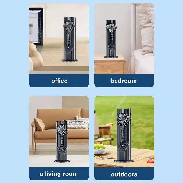 Unisex one size rechargeable vertical desktop fan with LED display touch control adjustable tilt base Bowlift
