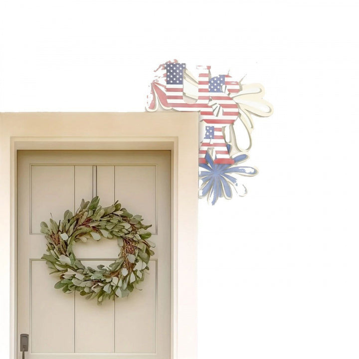 Unisex nan patriotic door and wall corner decoration made of wood with USA lettering Bowlift