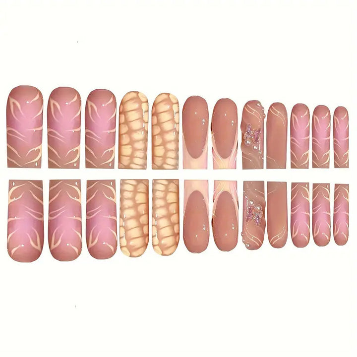 Premium Artistic Long-Length Press-On Nails Bowlift