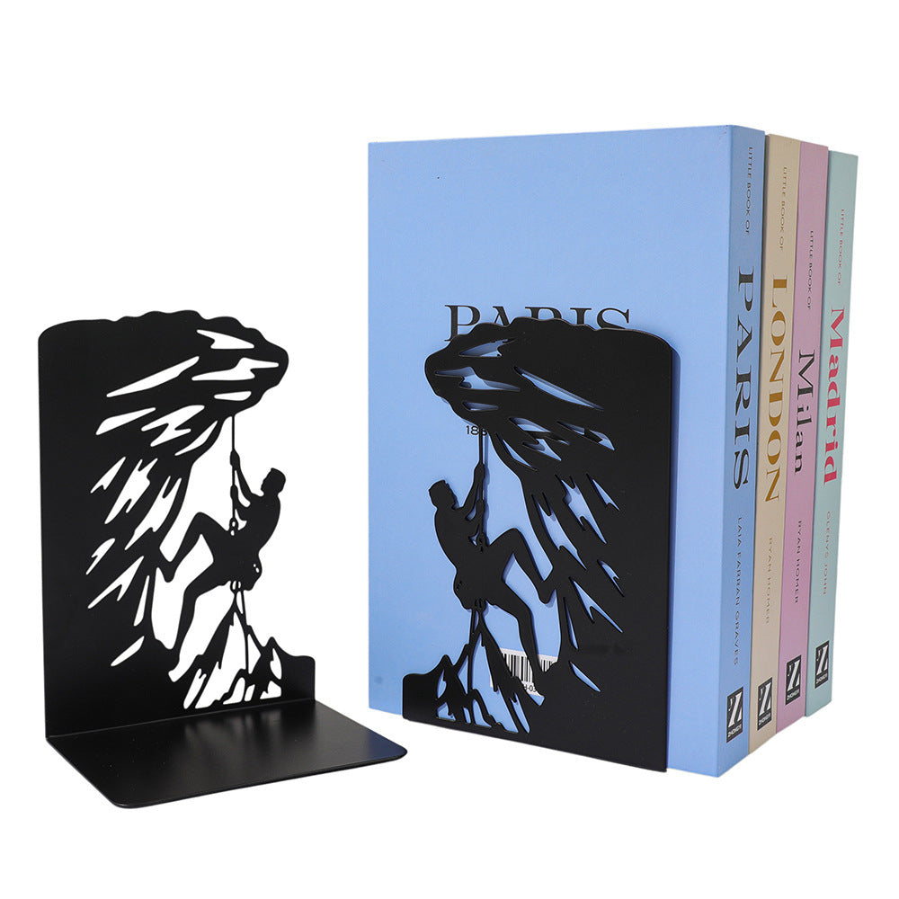 Climbing-Themed Metal Bookend Sculpture