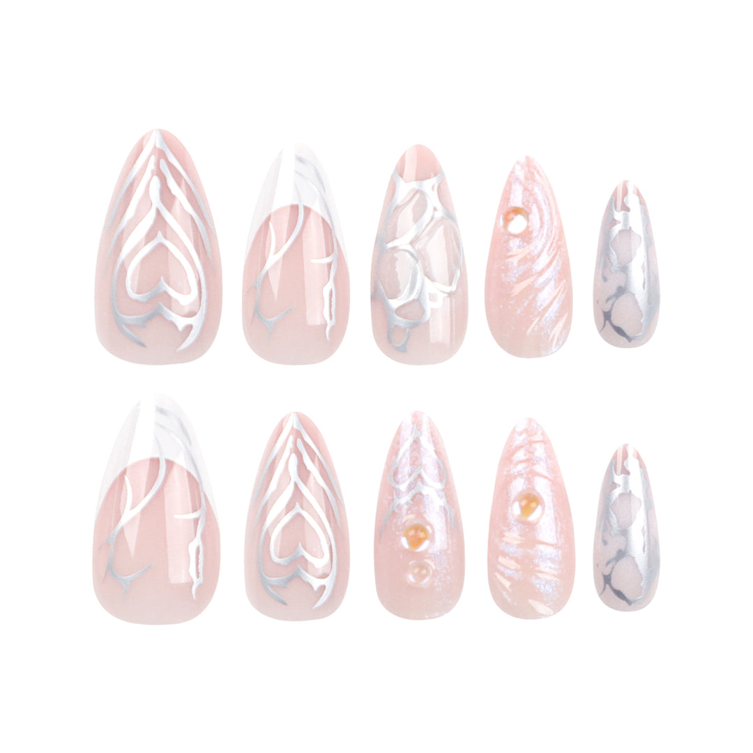 Artistic stiletto nails with holographic effects Bowlift