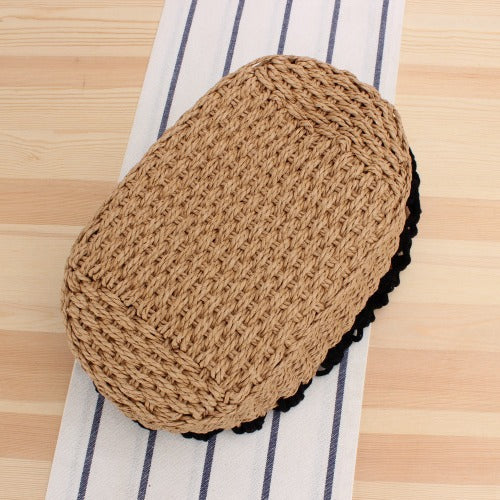 Designer Shoulder Bag Made of Woven Bast Bowlift