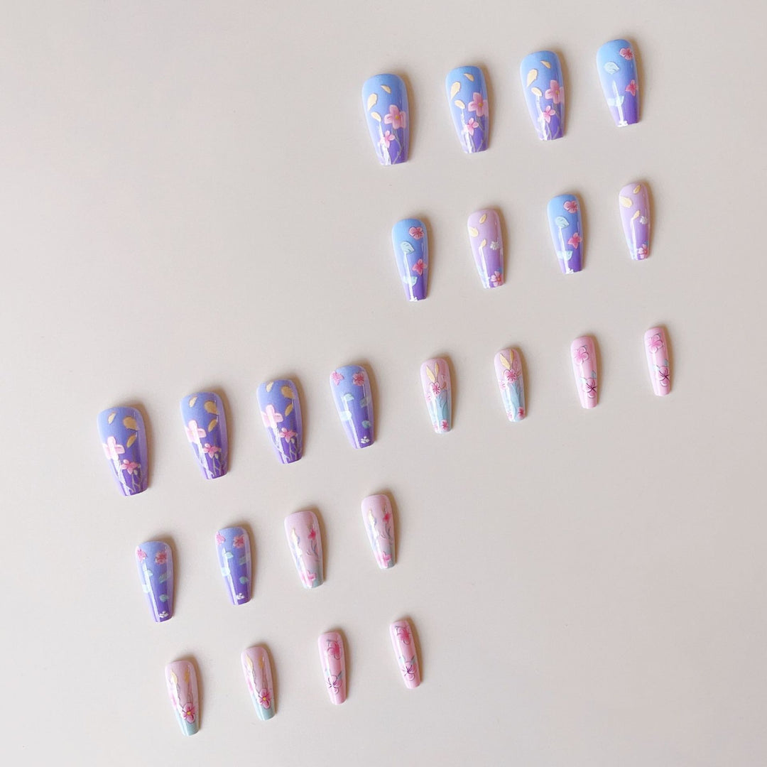 Artificial Nail Set with Floral 3D Decorations Bowlift