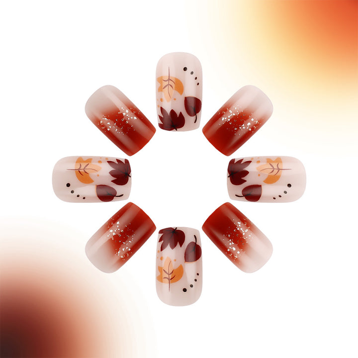 Autumn-Themed Press-On Nail Art Bowlift