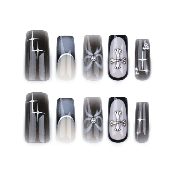 Artful acrylic nails with unique jewelry embellishments Bowlift