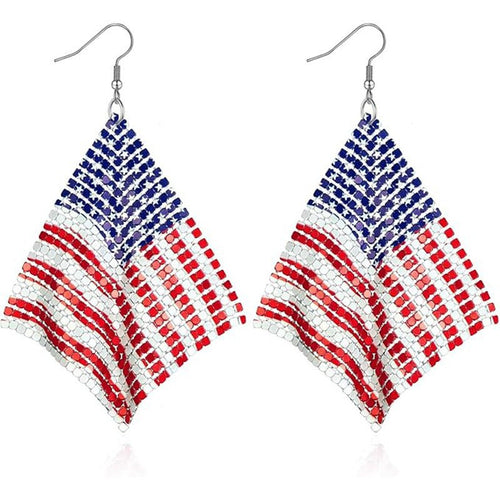 Women’s striking rhinestone earrings with flag motif United States Bowlift