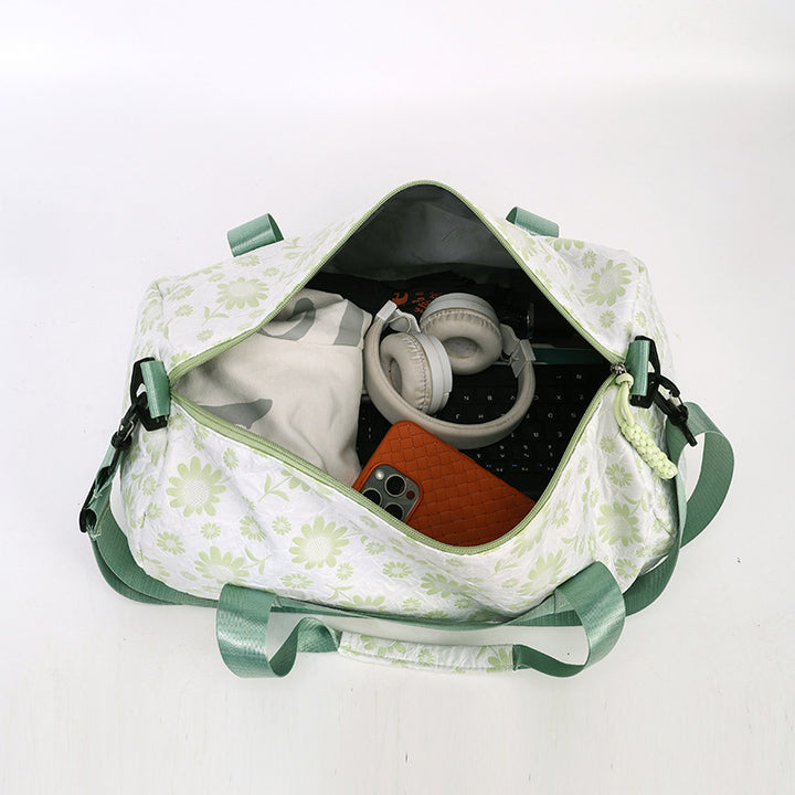 Sporty Duffel Bag With Floral Pattern Bowlift