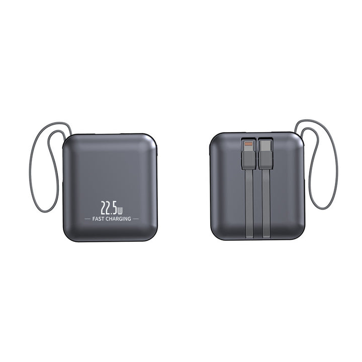 Portable power bank with fast charging function and integrated cable system Bowlift