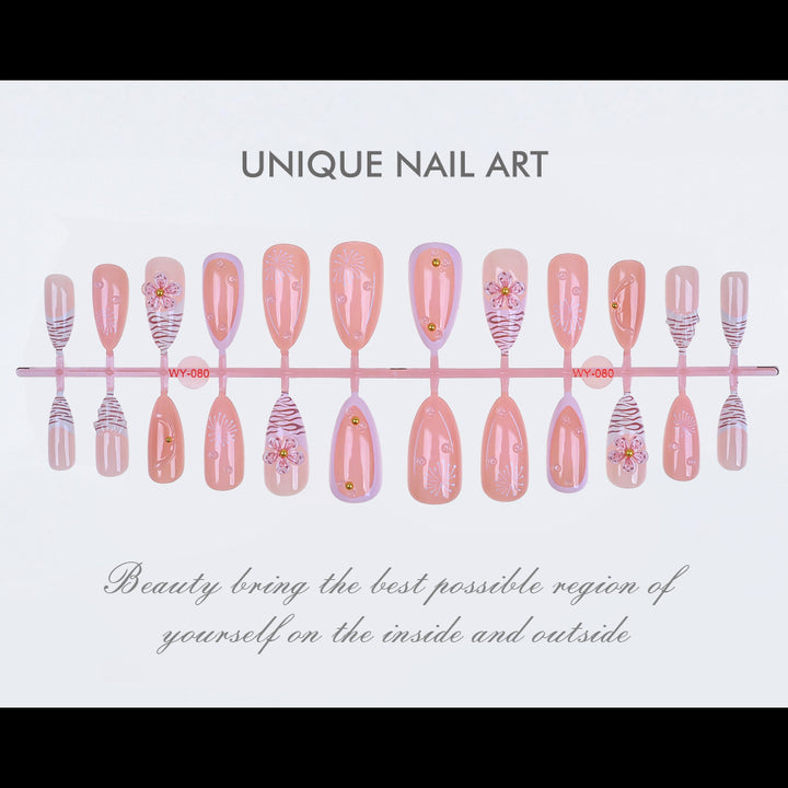 Elegant Floral Design Press-On Nails Bowlift