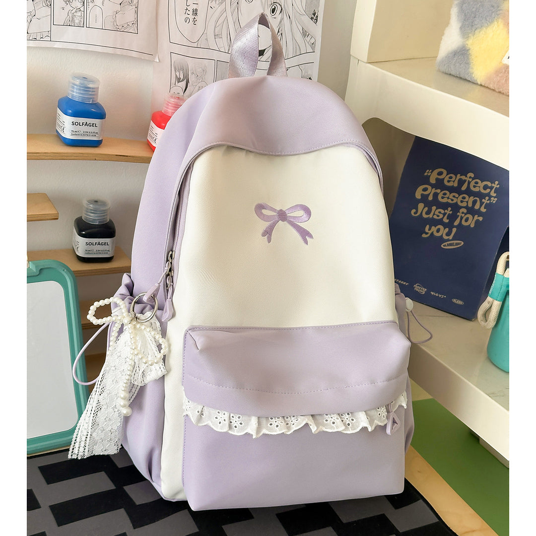 Cute Ruffled Bow Detail School Backpack