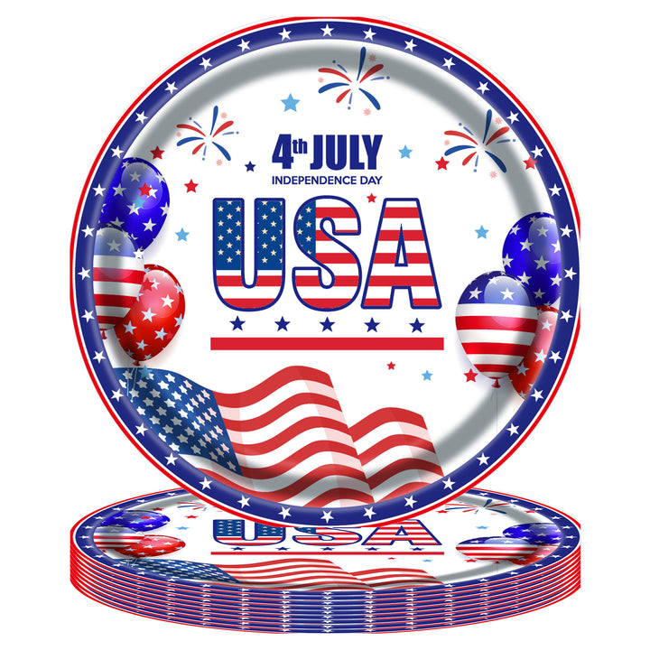 Unisex disposable paper plate with American flag design and Statue of Liberty illustration Bowlift