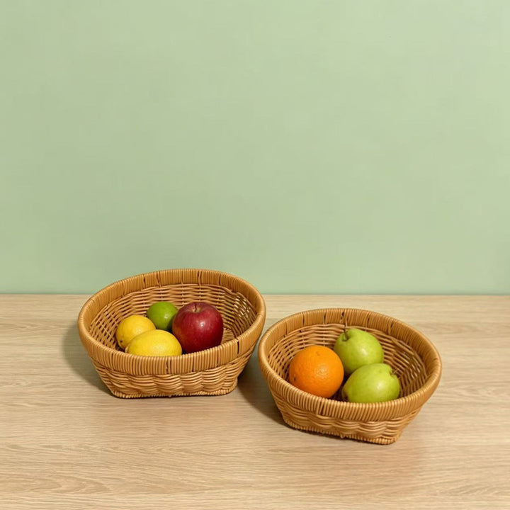 Handcrafted Oval Serving Basket Bowlift