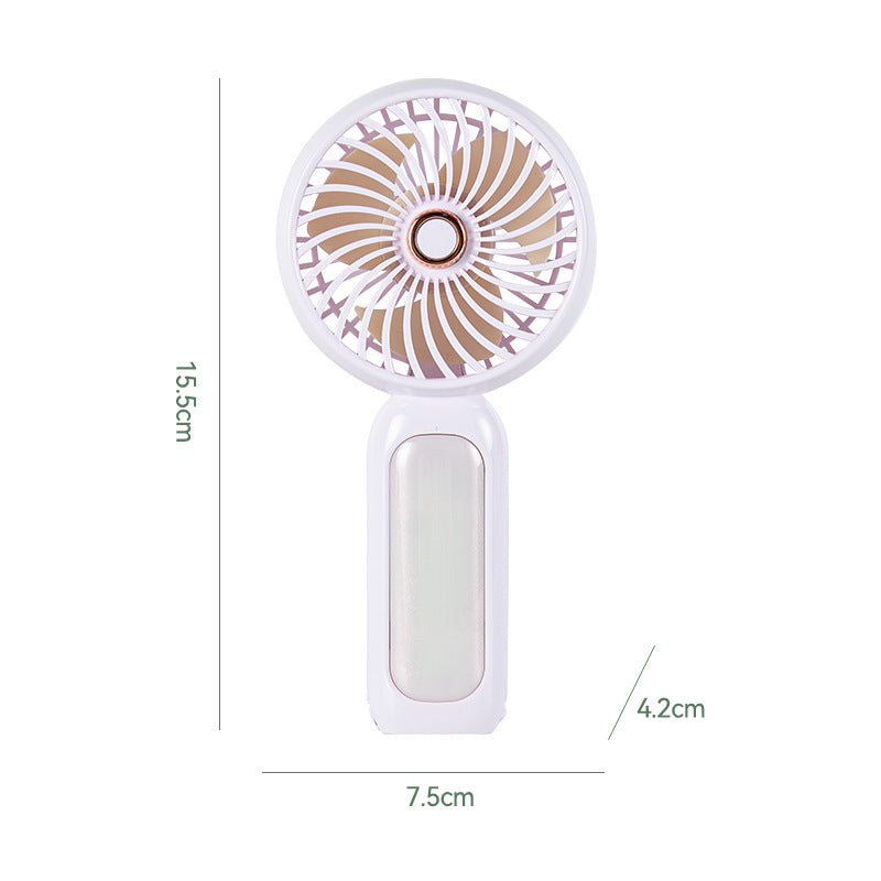 Women Portable Mini Hand Fan with LED Light Bowlift