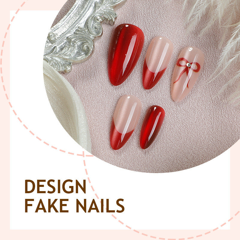Designer artificial nails with elegant bow decoration Bowlift