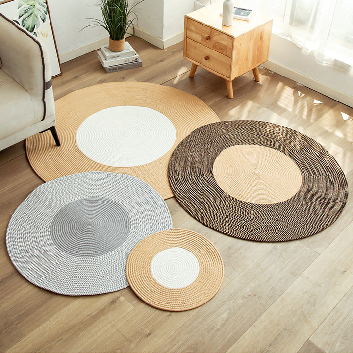 Round natural fiber rugs