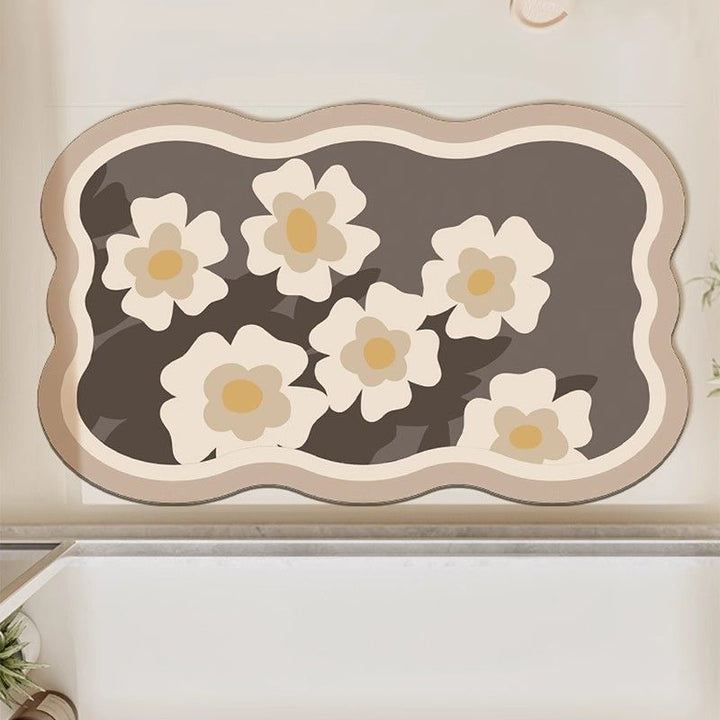 Absorbent Floral Print Bath Mat Bowlift