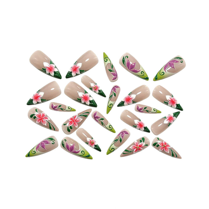 Artificial nails with exquisite floral pattern Bowlift