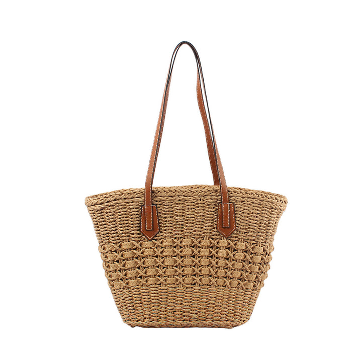 Braided tote bag with elegant faux leather handles Bowlift