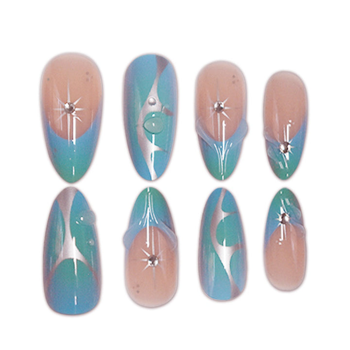 Artistic Stiletto Press-On Nail Extensions with Unique 3D Design Bowlift
