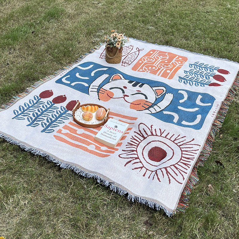 Playful Cartoon-Themed Throw Blanket