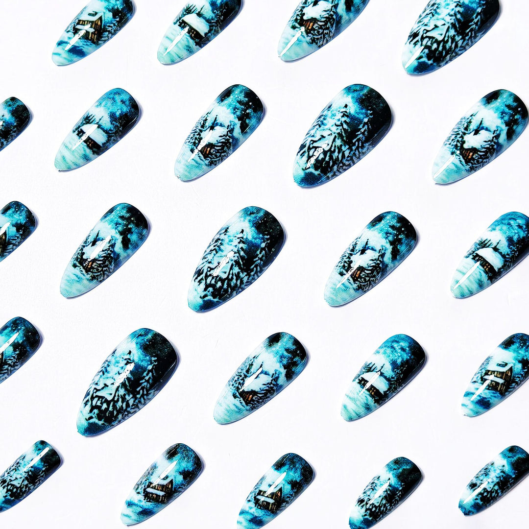 Artistic Winter Cabin Nail Art Bowlift