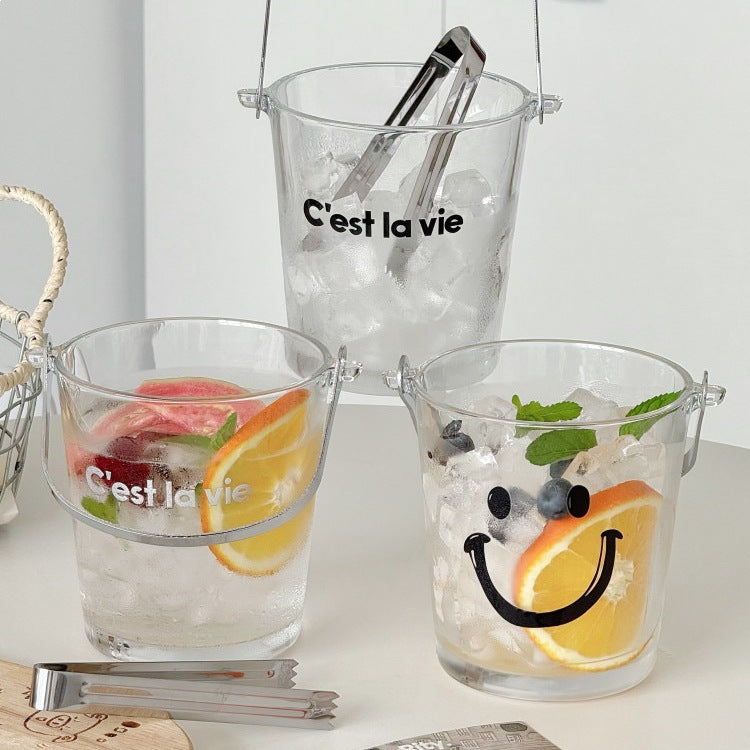 Smiley Ice Bucket with Metal Handle and Stainless Steel Tongs Bowlift