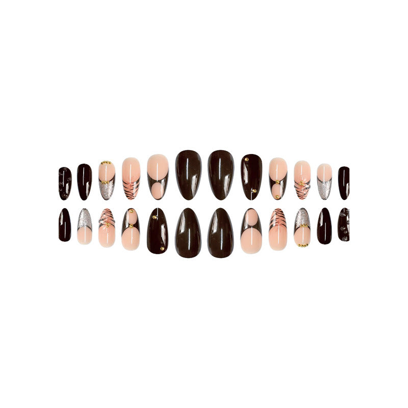 Artistic Stiletto Press-On Nail Art with Butterfly Accents Bowlift