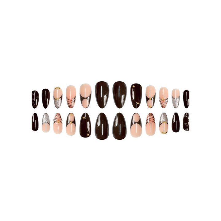 Artistic Stiletto Press-On Nail Art with Butterfly Accents Bowlift