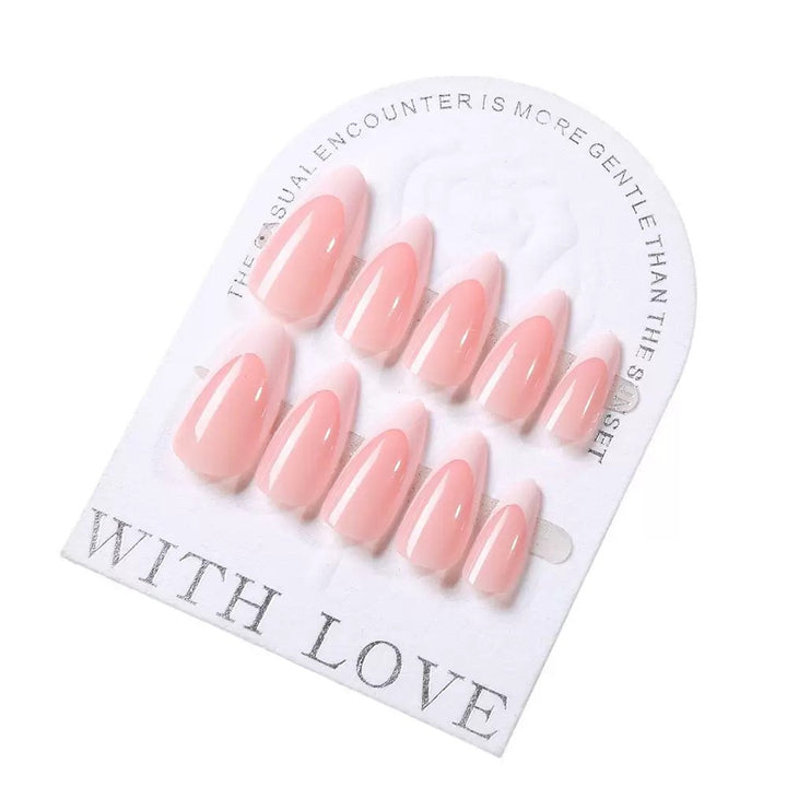 Artificial nail set with elegant French design and gloss effect Bowlift