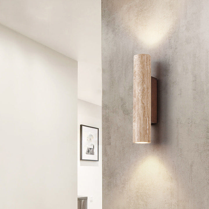 BowLift | Travertine wall lamp in Japandi tube shape