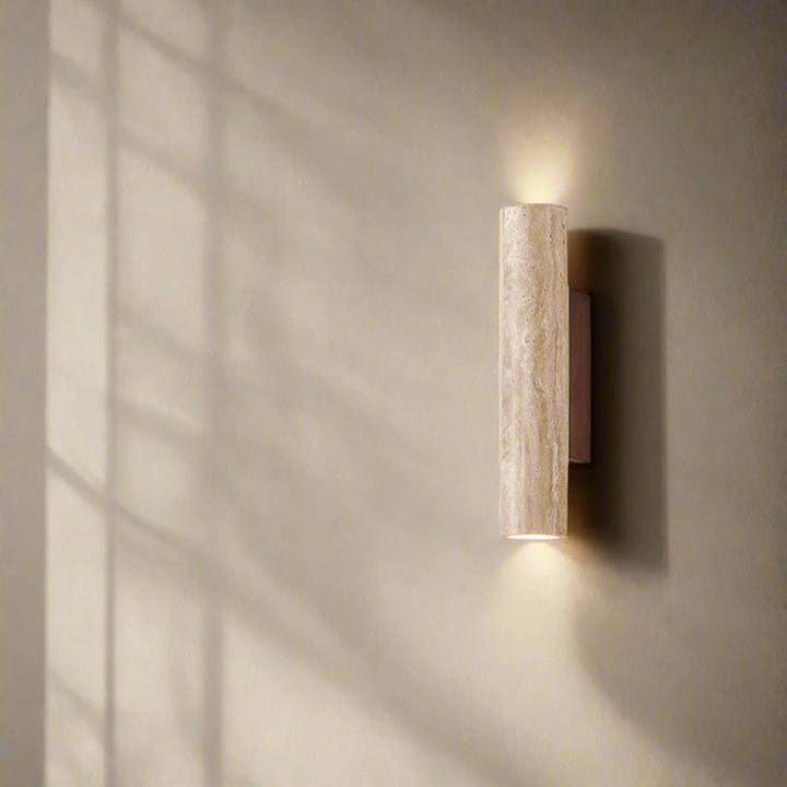 BowLift | Travertine wall lamp in Japandi tube shape