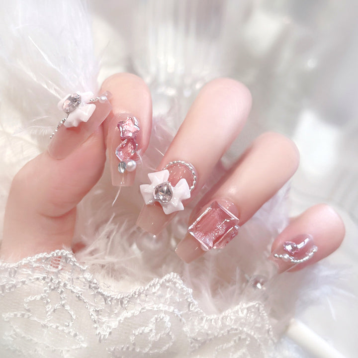 Artistic 3D Floral Press-On Nail Set Bowlift