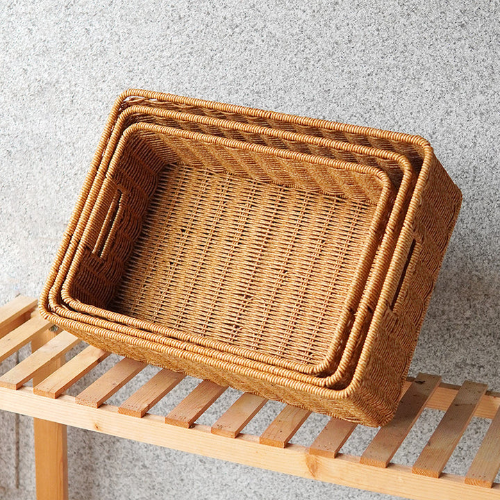 Women's Rectangular Storage Basket Made of Natural Wicker Bowlift