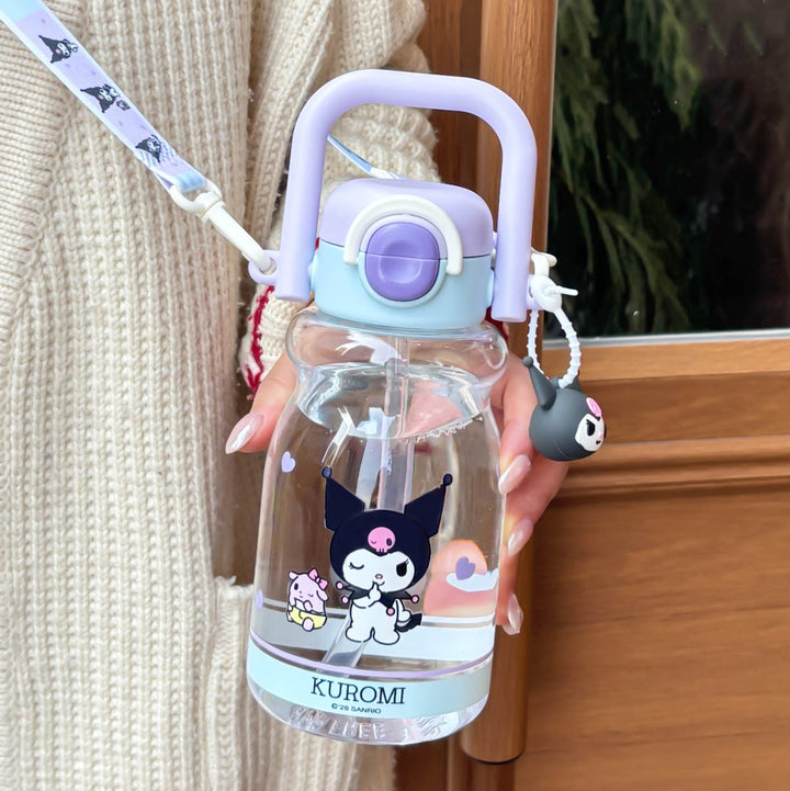 Women's water bottle with high-quality silicone carrying handle and playful character design Bowlift