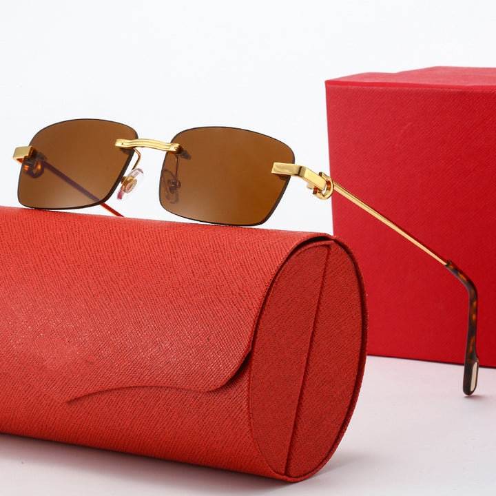 Women's fashionable rectangular sunglasses with delicate metal frame Bowlift