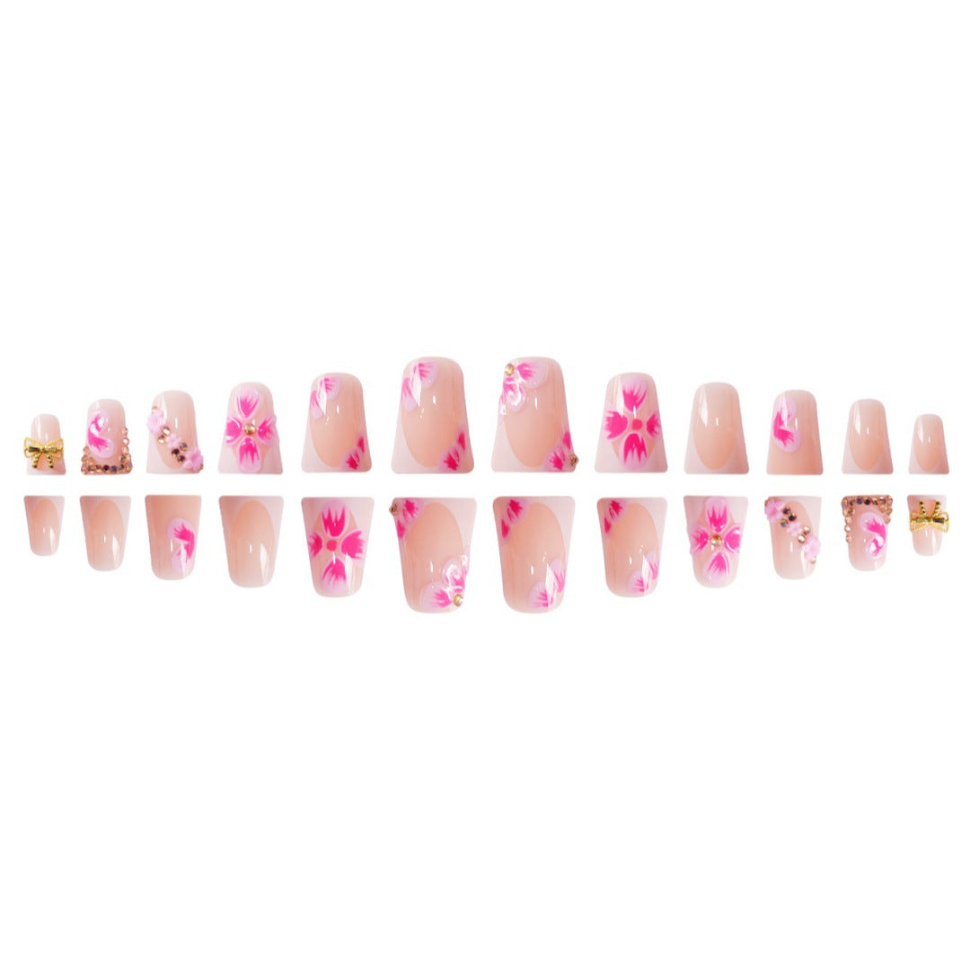 Decorative Floral Press-On Nail Art Enhancements Bowlift