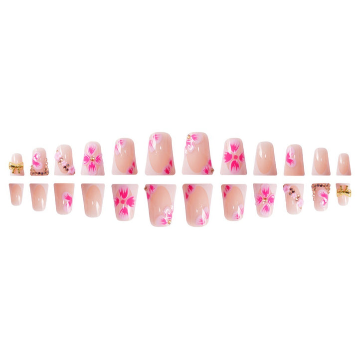 Decorative Floral Press-On Nail Art Enhancements Bowlift