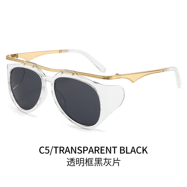 Ladies Fashion Sport Sunglasses with Oversized Frame and Golden Accents Bowlift