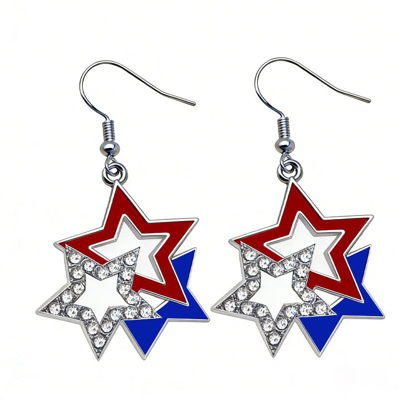 Women's stud earrings wing design enamel with star motif and fine alloy Bowlift