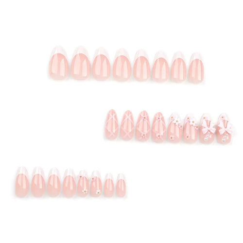 Acrylic Nail Set with Elegant Bows and Floral Accents Bowlift