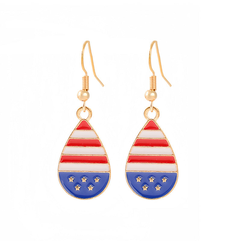 Women's nan patriotic horseshoe enamel dangle earrings with star-accented design and fishhook findings Bowlift