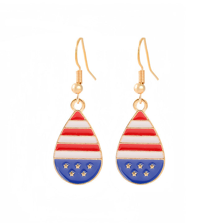 Women's nan patriotic horseshoe enamel dangle earrings with star-accented design and fishhook findings Bowlift