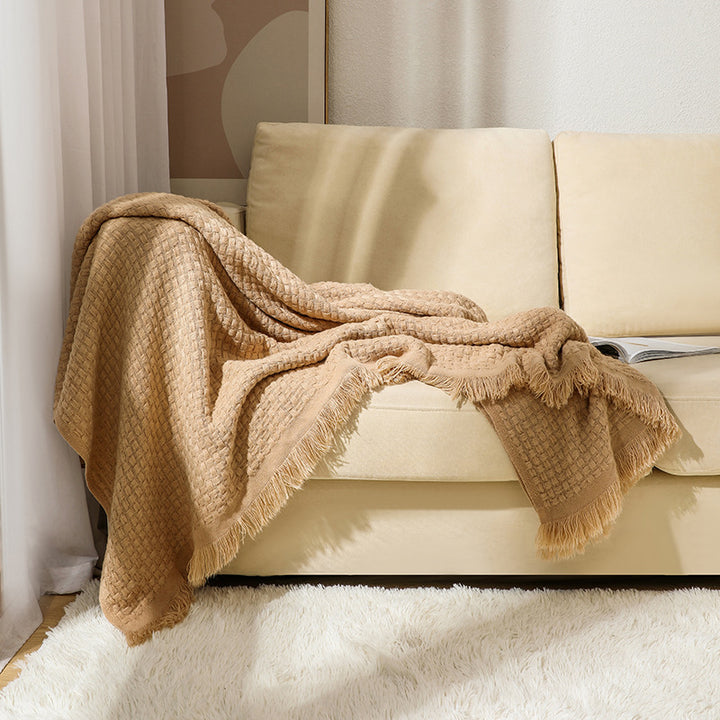 Women's soft and stylish fringed fleece blanket Bowlift