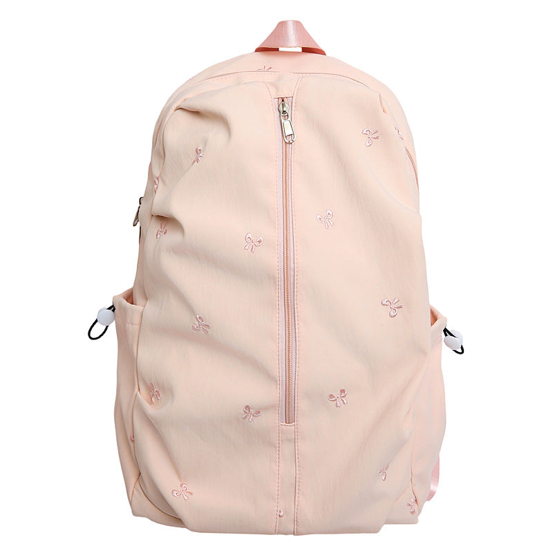 Embroidered Bow Design Backpack Bowlift