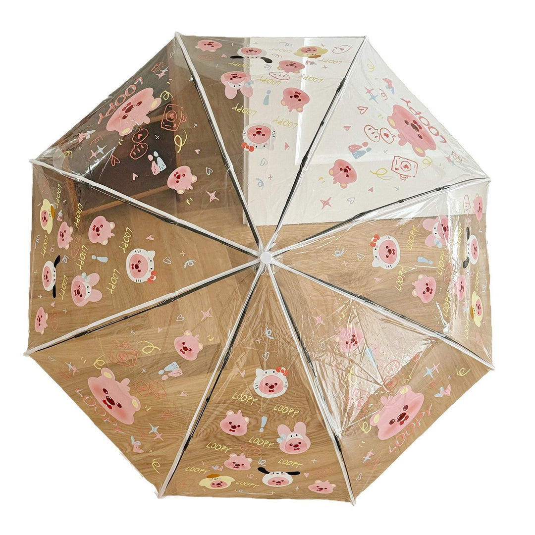 Ladies Foldable Umbrella with Cute Animal Motifs Bowlift