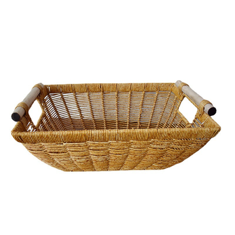 Handcrafted Wicker Storage Basket with Handles Bowlift