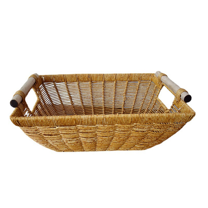 Handcrafted Wicker Storage Basket with Handles Bowlift