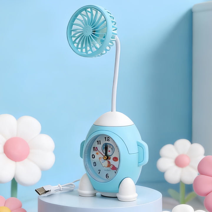 Ladies multifunctional table clock with integrated fan Bowlift